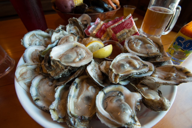 Oysters on the half shell at smokin oyster-SOB